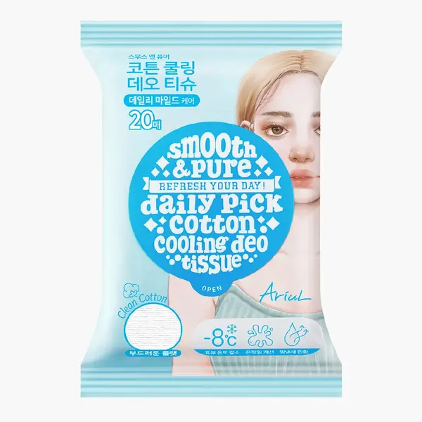 Servetele deodorante Smooth & Pure Cotton Cooling, 20 bucati, Ariul