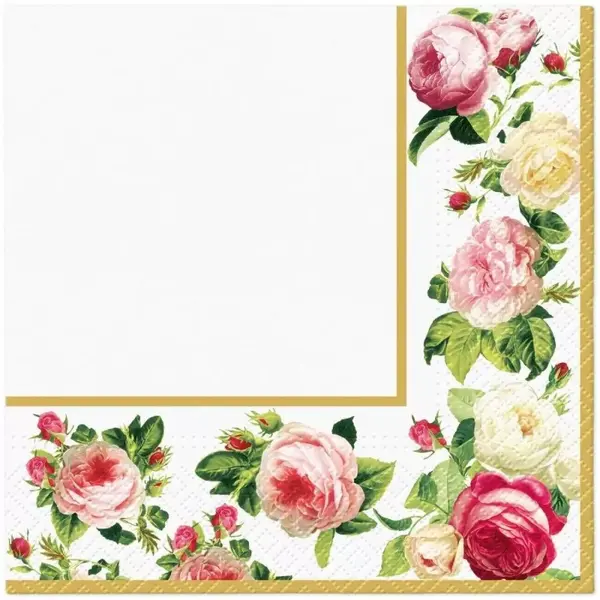 Servetele in 3 Straturi, Frame Rosy Gold, 33 x 33 cm, 20 Bucati, Elcadis