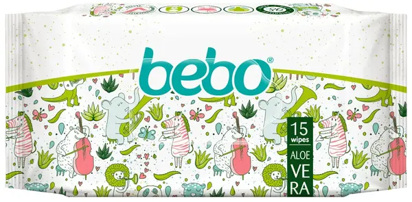 Șervețele umede Bebo - Cu extract de Aloe Vera, 15 buc