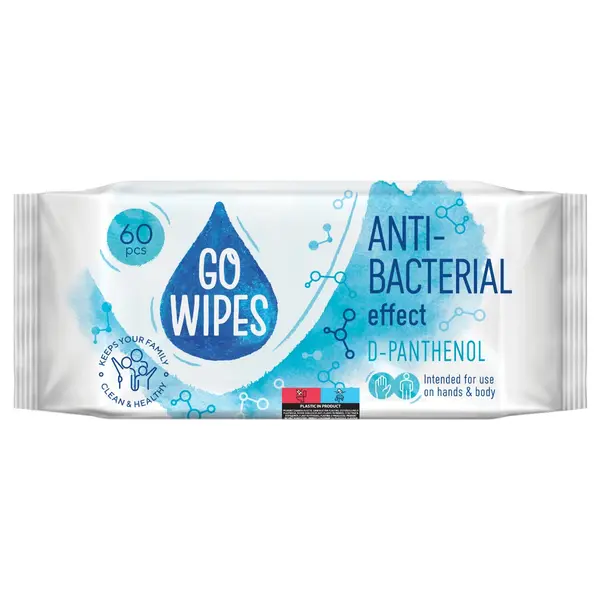 Servetele umede cu efect antibacterian, D-panthenol, 60 bucati, Go Wipes