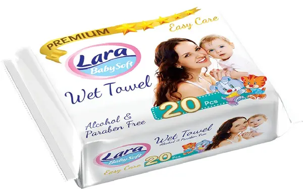 Șervețele umede cu plasture Lara Baby Soft - Premium, 20 bucăți