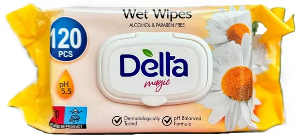 Șervețele umede Delta Magic - Chamomile, 120 buc