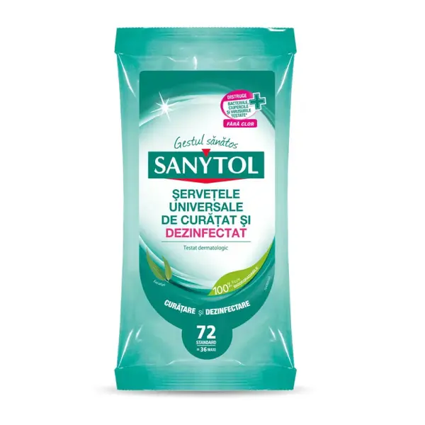 Servetele umede Dezinfectante Sanytol 72buc Servetele umede Dezinfectante Sanytol 72buc