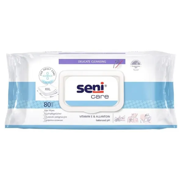 Servetele Umede Igienice Incontinenta cu Capac Seni Care Vitamina E si Alantoina, 80 Bucati
