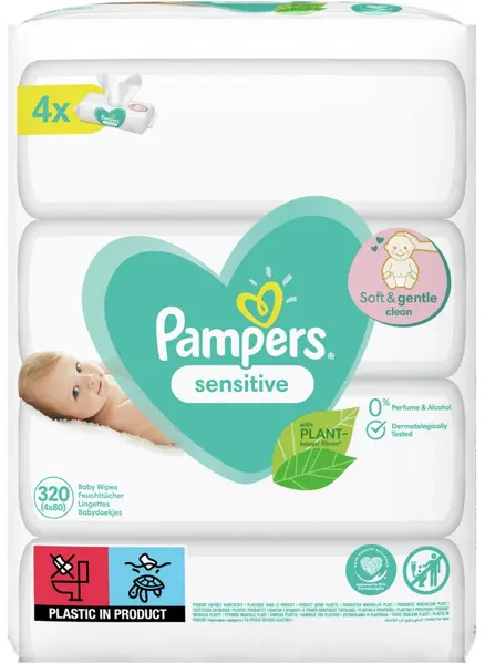 Șervețele umede Pampers Sensitive - 4 х 80 buc