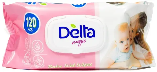 Șervețele umede pentru bebeluși Delta Magic - 120 buc, roz