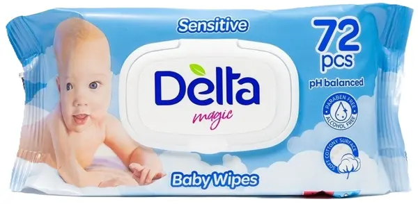 Șervețele umede pentru bebeluși Delta Magic - 72 buc, albastru