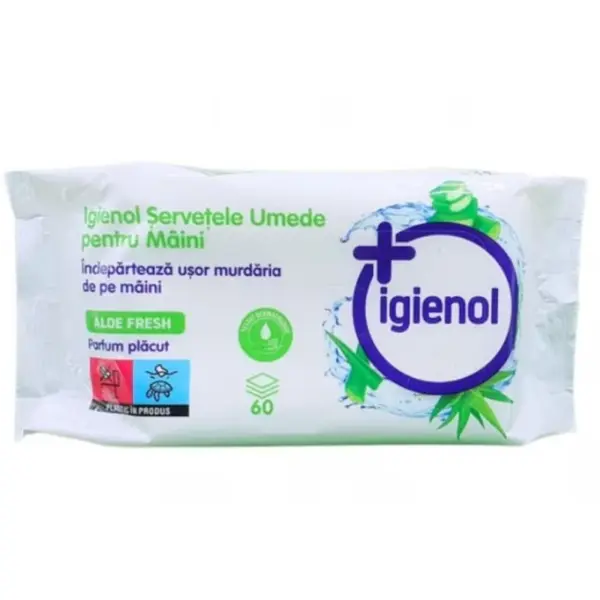 Servetele Umede pentru Maini Igienol, Aloe Fresh, 60 Bucati