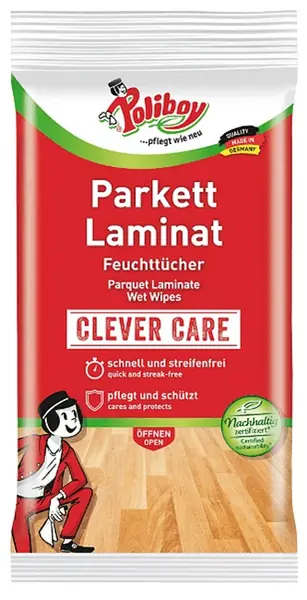 Șervețele umede pentru parchet și laminat Poliboy – Clever Care, 15 buc.