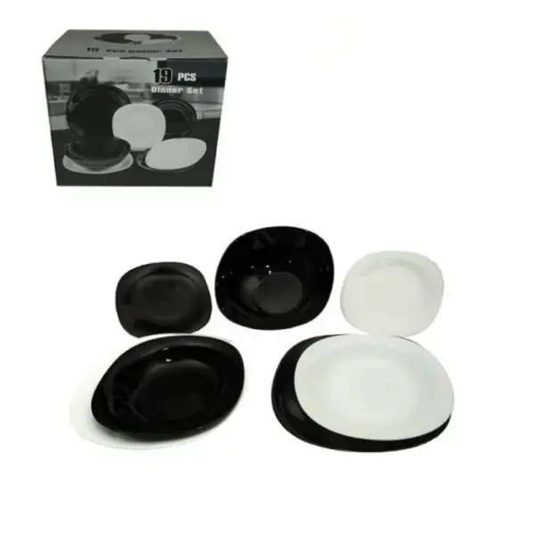 Serviciu de Masa, Opal Black-White, 19 Bucati
