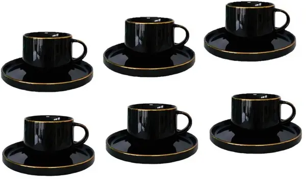 Serviciu porțelan Morello - Modern Black, 12 părți, 200 ml