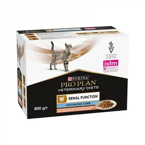 Set 10 buc x 85 gr Hrana dietetica pentru pisici Purina NF Advanced Care cu somon