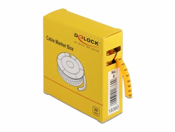 Set 10 bucati marcatoare cablu cifra 6 Galben, Delock 18360
