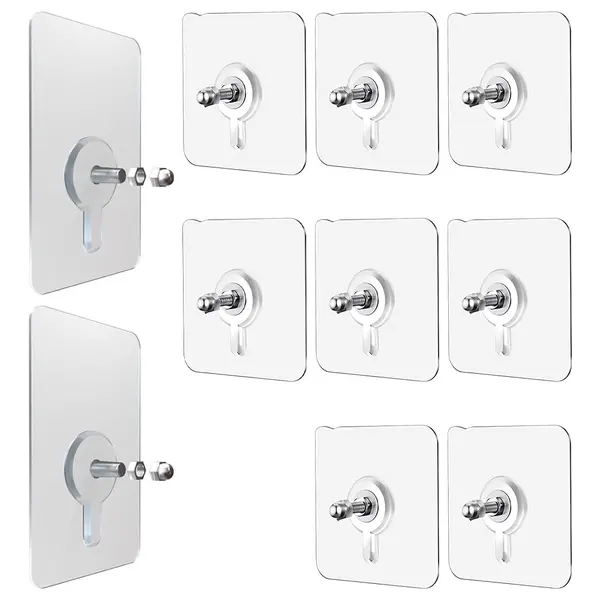 Set 10 carlige autoadezive ultrarezistente, transparente