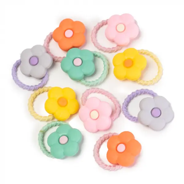 Set 10 Elastice de Par pentru Fetite - Verde Multicolor
