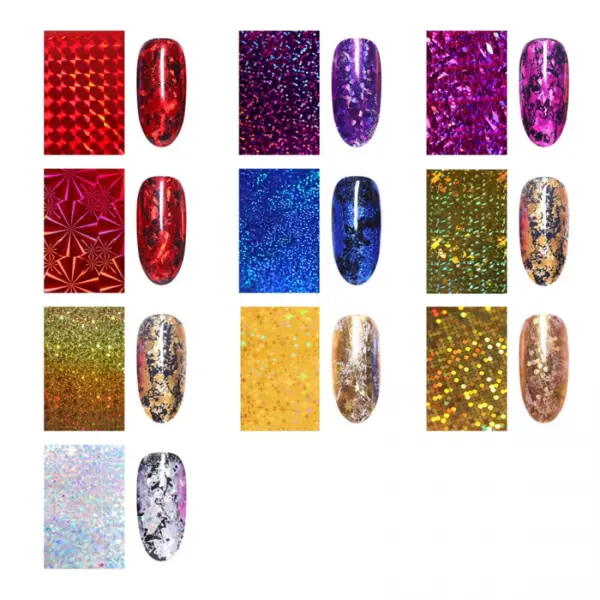 Set 10 Folii Transfer Holographic 4x20 cm | Nail Art Profesional | Everin