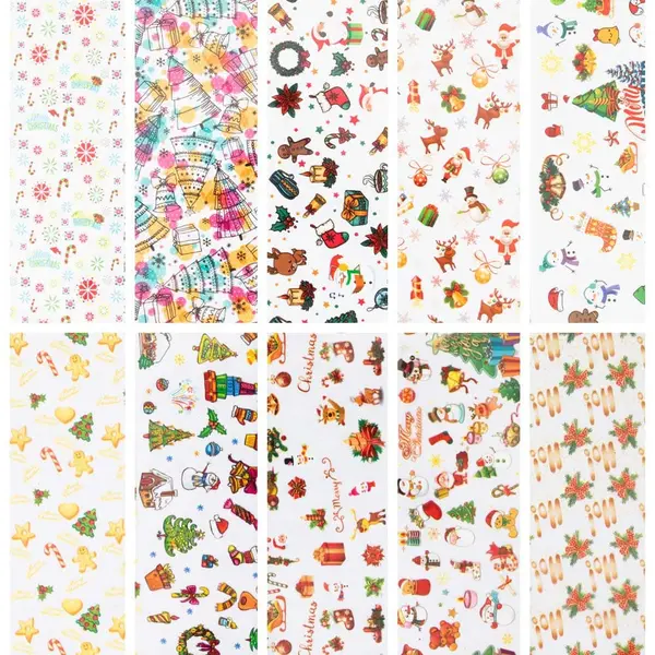 Set 10 Folii Transfer Unghii Crăciun & Iarnă FT12-03 | Nail Art Festiv