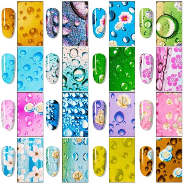 Set 10 Folii Transfer Unghii Efect Picături FT-BB10 | Nail Art 20×4 cm