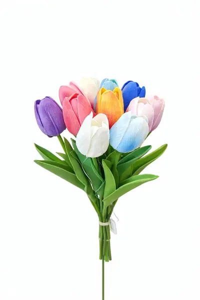 Set 10 lalele artificiale mix color, soft touch, inaltime 33 cm