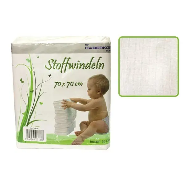Set 10 scutece din muselina Hausmann albe 70x70 cm
