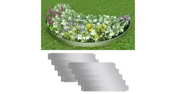Set 10 separatoare flexibile pentru gazon, otel galvanizat, 100 x 15cm