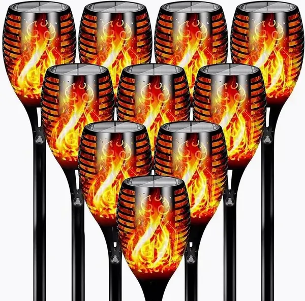 Set 10 x Lampa solara tip torta cu efect flacara