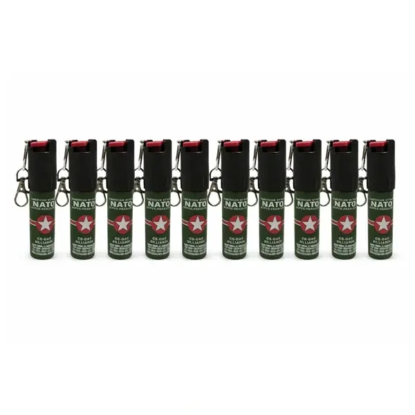 Set 10 x Mini Spray Paralizant NATO, DEPOX , tip breloc, propulsie jet, 20 ml