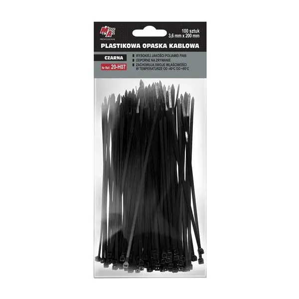 Set 100 coliere plastic, 3.6x200 mm MA PROFESSIONAL