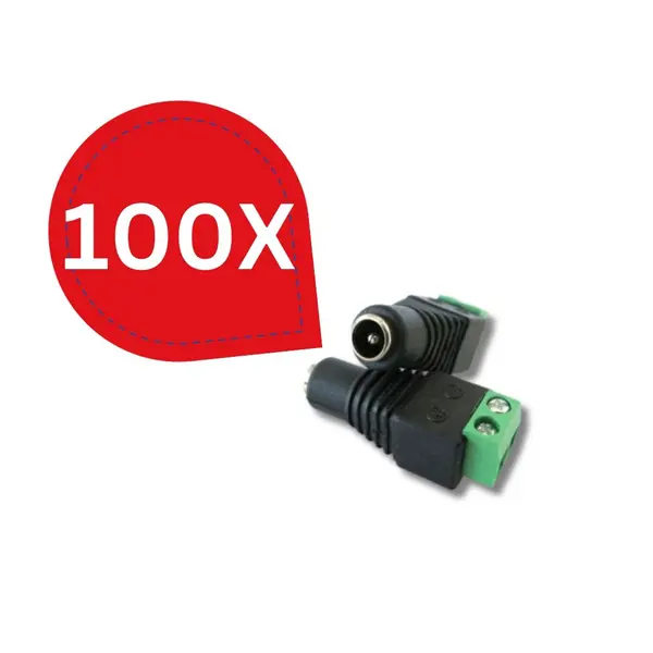 Set 100 Mufe DC Mamă 5.5×2.1 mm cu Șurub, 12V, Plastic și Cupru