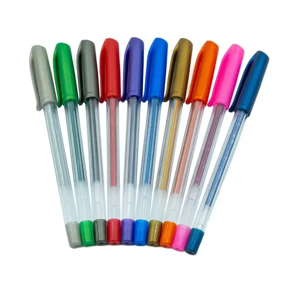 Set 10A pixuri cu gel Radius Glitter Gel, 1.0 mm, cu capac , 10 culori cu sclipici