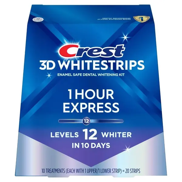 Set 10x Benzi Albirea Dintilor, Crest, 3D White, 1 Hour Express, 11% Concentratie, Tratament 10 zile, 60 min, Nivel Albire 12