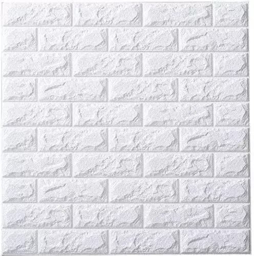 Set 10x Tapet 3D Autocolant Alb Design Caramida Rezistent Apa 70x77cm