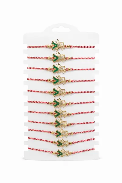 Set 12 Bratari Martisor Cosar Norocos cu Scara, Snur Reglabil, 20x11 cm