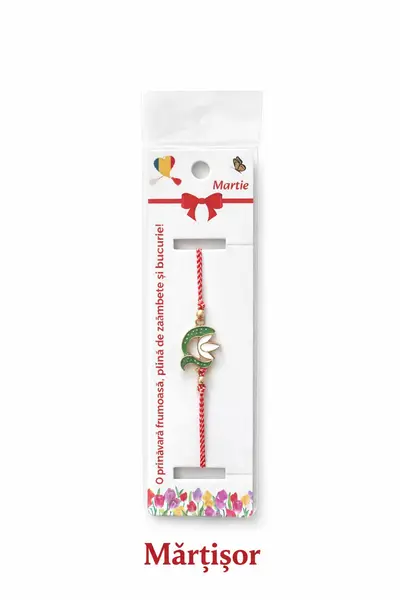 Set 12 bratari martisor cu simbol ghiocel si snur rosu alb, ambalate individual