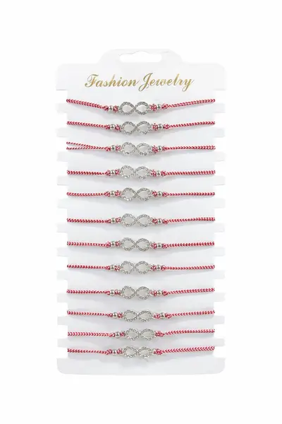 Set 12 bratari Martisor reglabile, Infinit cu cristale, Cadou 1 Martie