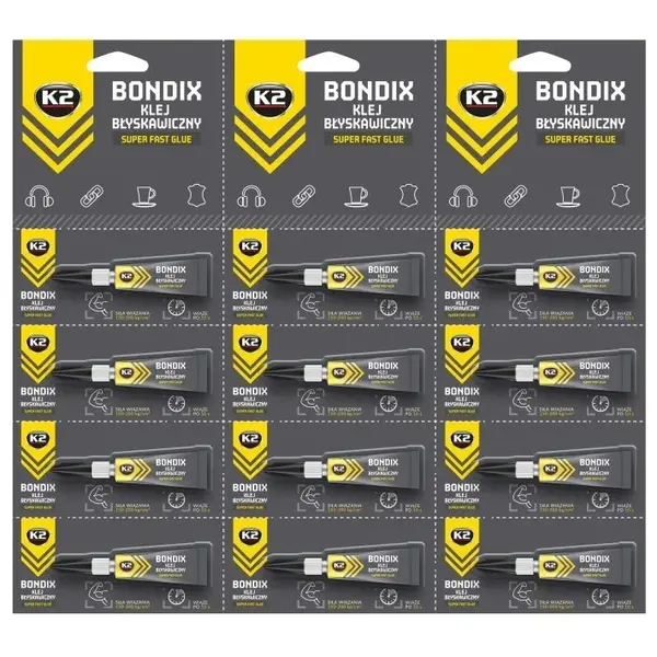 Set 12 Buc K2 Bondix Adeziv Pentru Plastic, Lemn, Cauciuc, 3G B1000