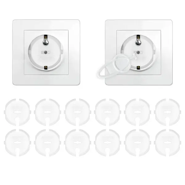 Set 12 capace de protectie pentru prize cu impamantare cu doua cheite Sipo