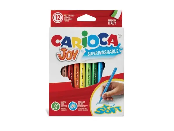 Set 12 carioci lavabile, varf subtire,grosime scriere 2.8 mm-Carioca Joy