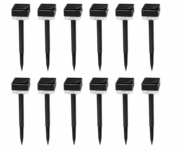 Set 12 Lampi solare LED pentru gradina Cap Patrat cu picior 30cm