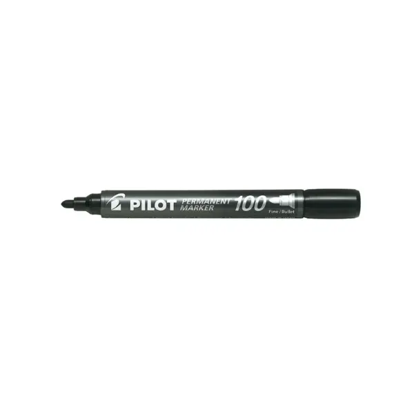 Set 12 markere permanente Pilot P100 diverse culori 2-4.5 mm varf rotund Set 12 markere permanente Pilot P100 diverse culori 2-4.5 mm varf rotund negru