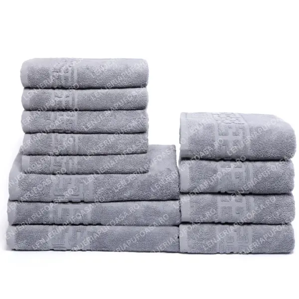 Set 12 Prosoape Premium Bumbac 100%, 550g m ², pentru Maini, Fata si Corp - Gri
