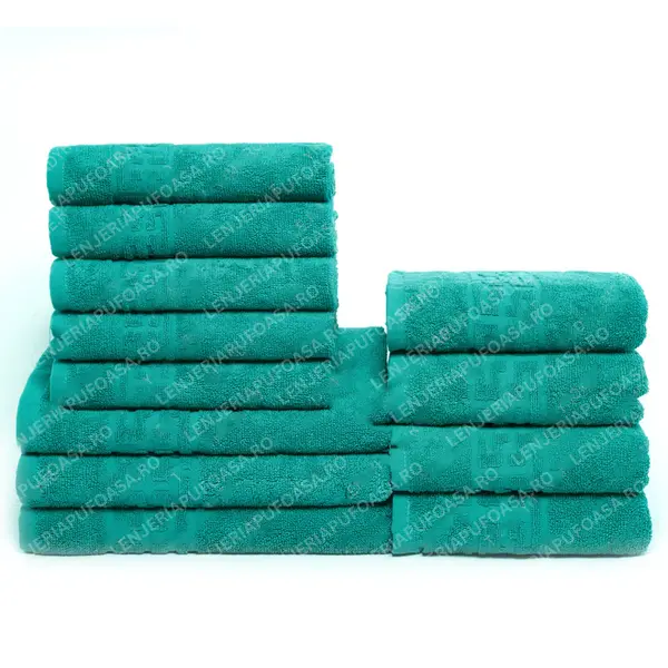Set 12 Prosoape Premium Bumbac 100%, 550g m ², pentru Maini, Fata si Corp - Verde inchis