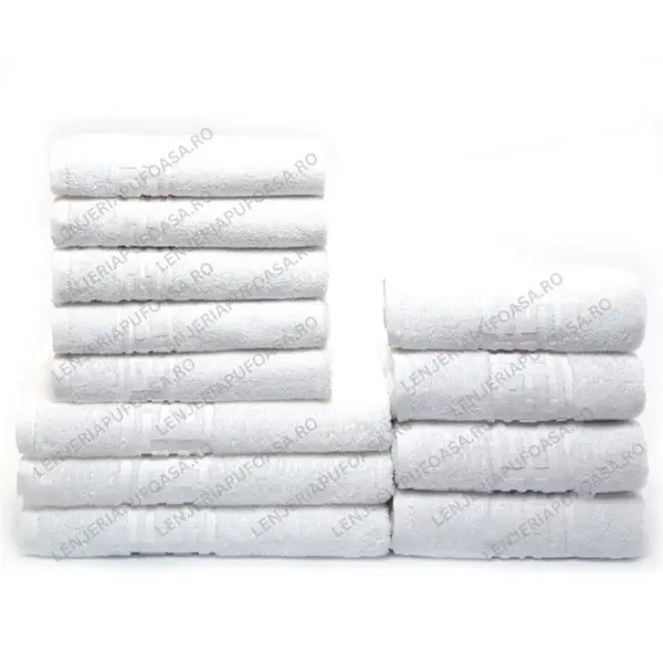 Set 12 Prosoape Premium Bumbac 100%, 550g m ², pentru Maini, Fata si Corp - Alb