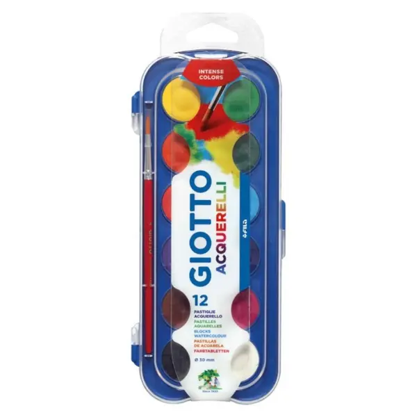 Set 12 x Pastile Acuarela si Pensula Giotto