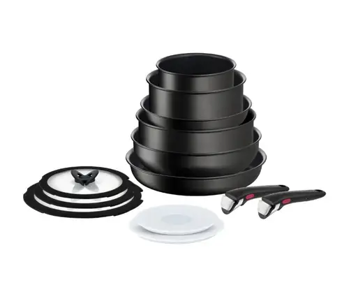 Set 13 piese TEFAL Ingenio Unlimited L7639002, maner detasabil, invelis antiaderent Titan, inductie (Negru)