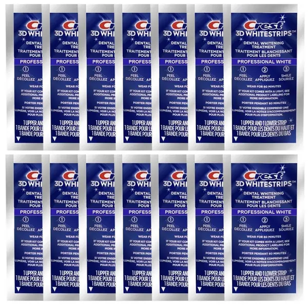 Set 14x Benzi Albirea Dintilor, Crest, 3D White, Professional White, 10% Concentratie, Tratament 14 zile, 45 min, Nivel Albire 2