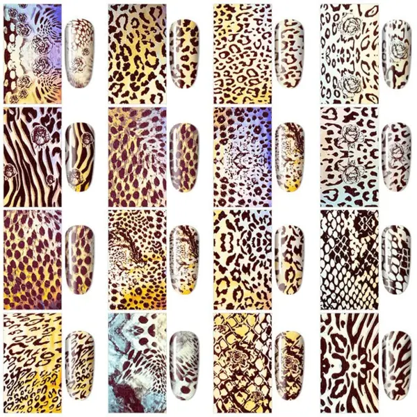 Set 16 Folii Transfer Unghii Animal Print FT-16PR | Nail Art Profesional 20×4 cm