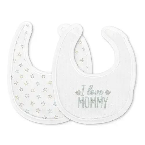 Set 2 bavete bumbac pentru nou-nascut Lorelli, inchidere cu velcro, potrivit pentru hranire si in perioada eruptiei dentare, 0 luni+, Alb