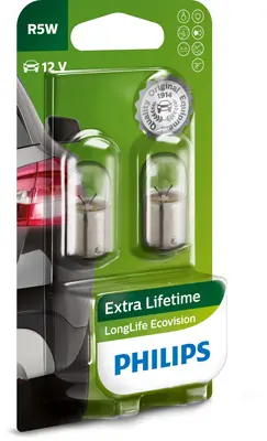Set 2 bec incandescente PHILIPS Long Life Eco Vision R5W 12V 12821LLECOB2