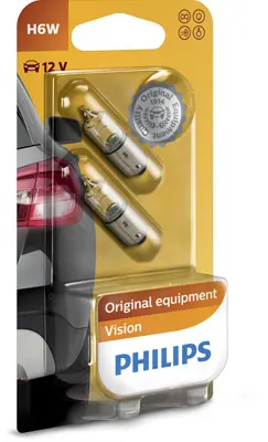 Set 2 Becuri 12V H6W Bax9S (Blister) Vision Philips